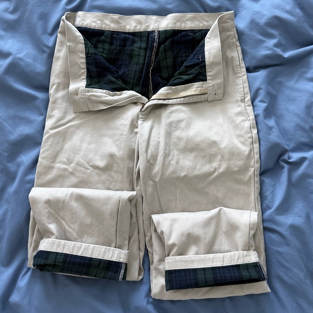 Men's Double L® Chinos, Natural Fit, Plain Front, Flannel-Lined
